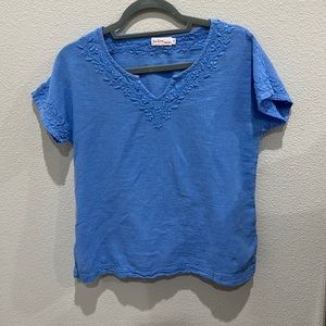 Blue cotton embroidered top